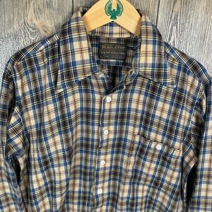 Pendleton Vintage 70s Sir Pendleton Wool Flannel Plaid Button Up Shirt Classic L